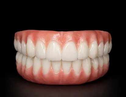 All-on-X full-arch dental prosthetic displayed on a model
