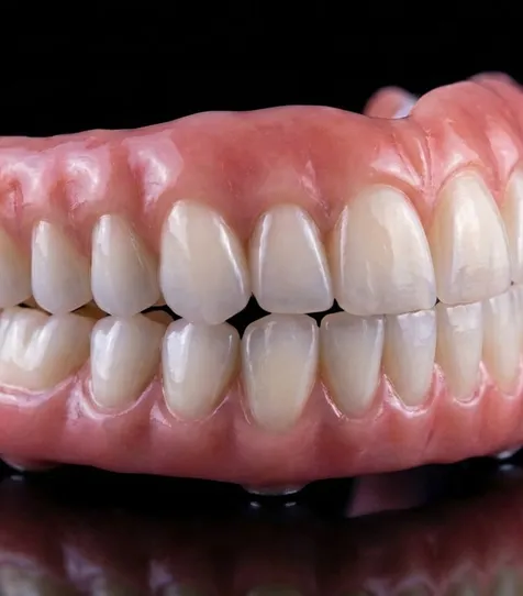 Completed All-on-X full-arch zirconia prosthetic on a model