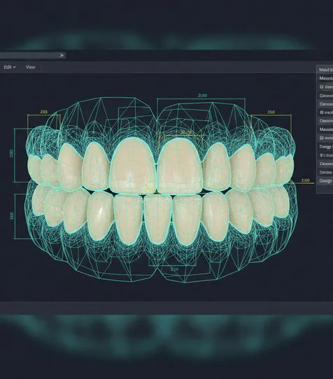 Exocad design interface showing a multi-unit bridge framework