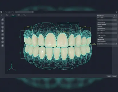 CAD software interface showing a dental prosthetic design